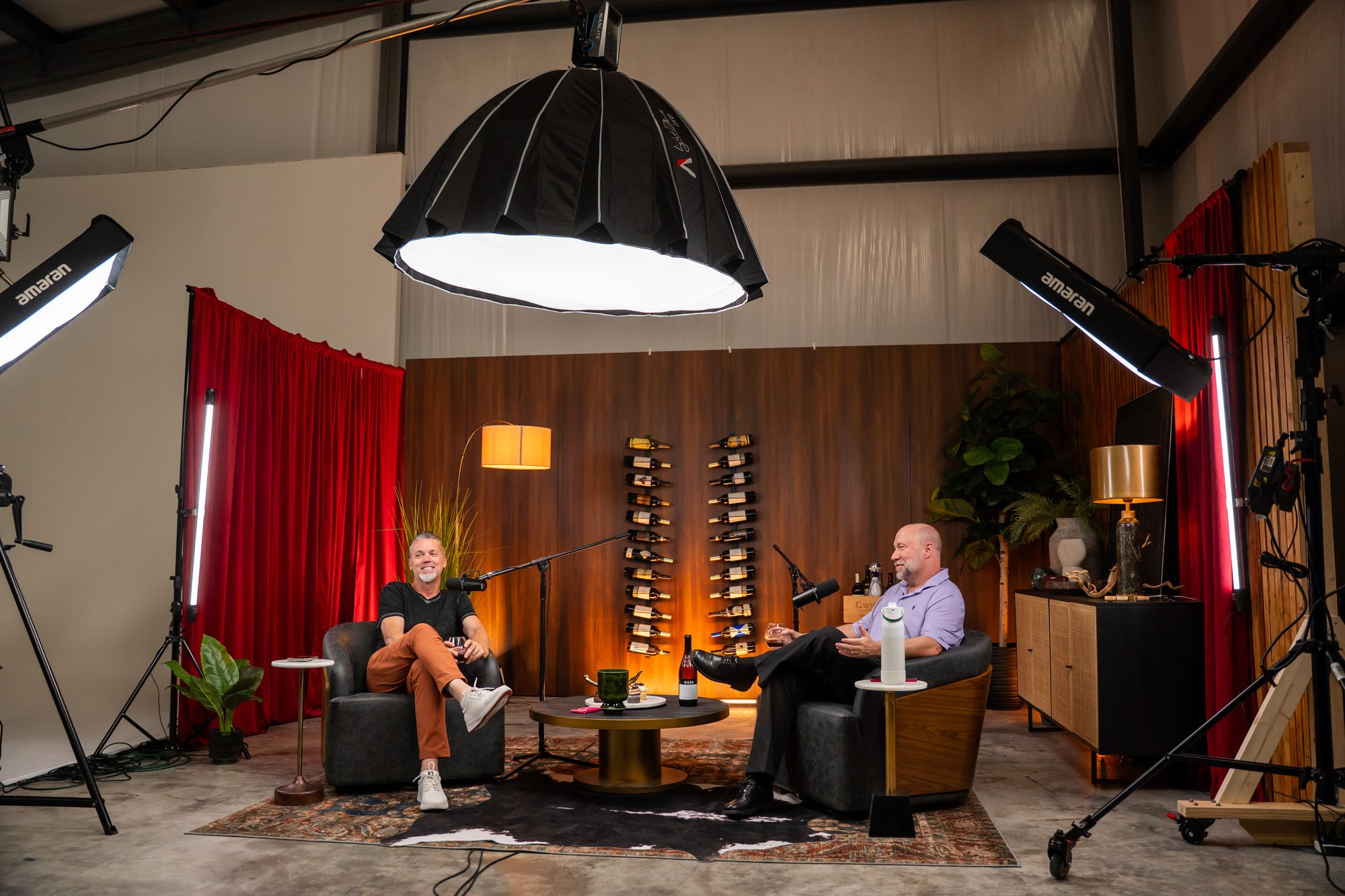A podcast recording session